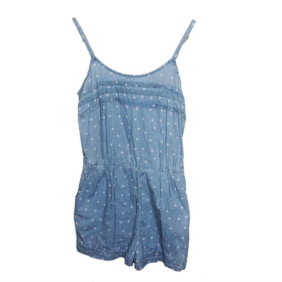 chambray patterned romper | denim playsuit topshop - Picture 2 of 7